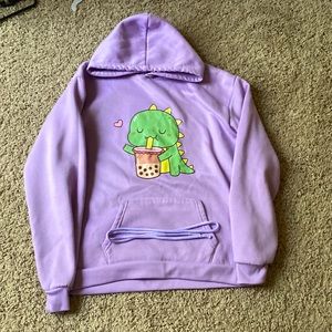 Medium purple sweatshirt, no stains, dinosaur sweat shirt